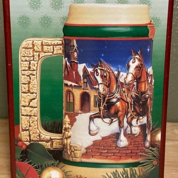 Budweiser Holiday Stein Grant’s Farm 1998 Holiday Anheuser-Busch Mint Brazil - Picture 12 of 16